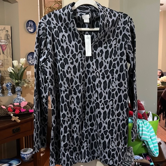 NWT Chicos Polished Cheetah tunic knit top - Picture 1 of 10